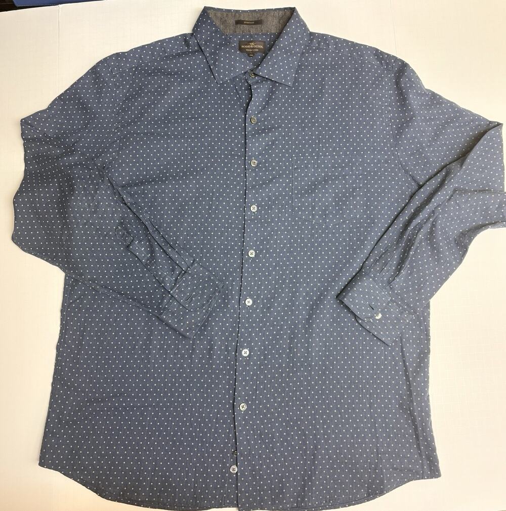 Rodd & Gunn Men’s 100% cotton 2XL blue dotted herringbone button down sport fit